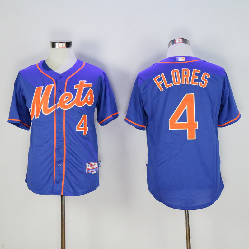Men New York Mets 4 Flores Blue MLB Jerseys